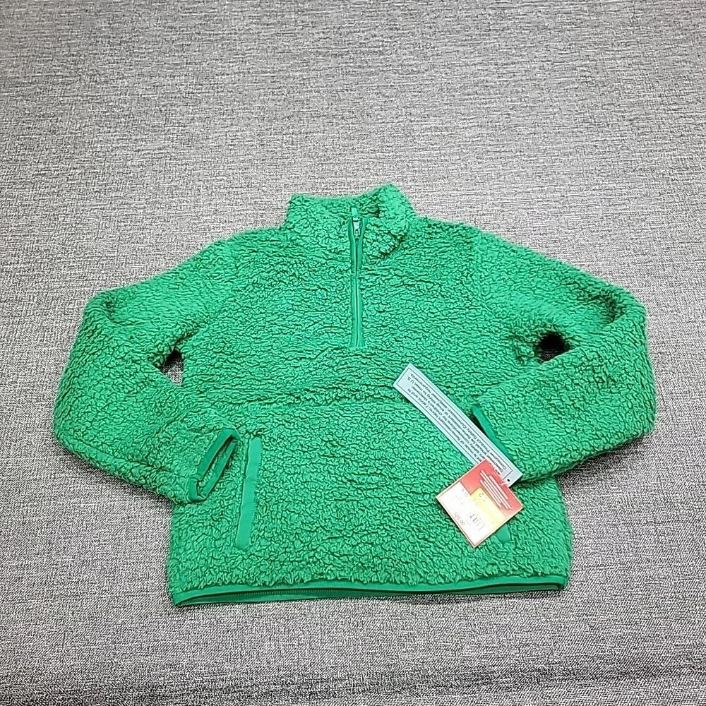 Kids Boys Girls Sherpa Pajama Pullover Small Size 6/7 Green Long Sleeves Top